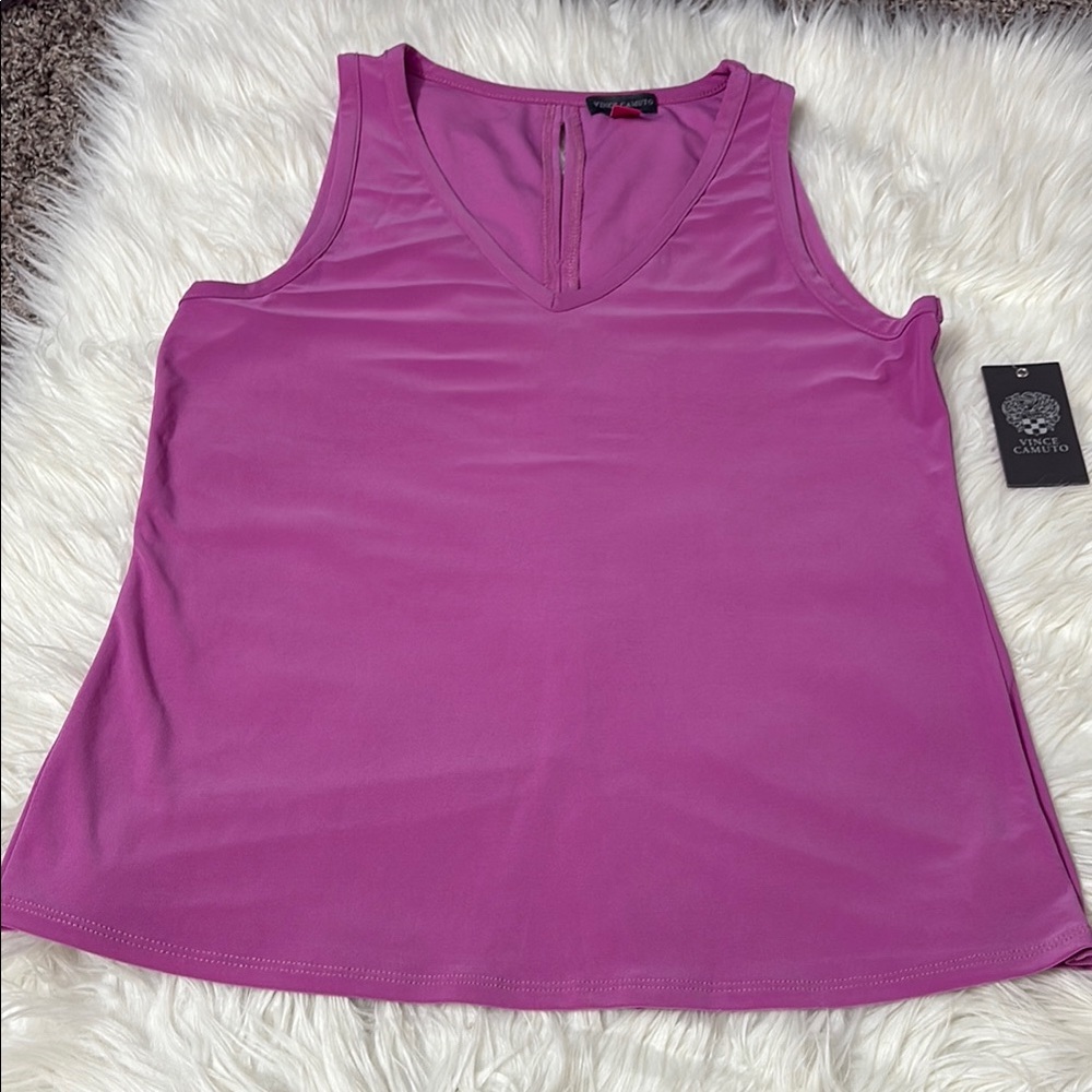 NWT Vince Camuto Purple Orchid Keyhole Split Back Tank Top Size S